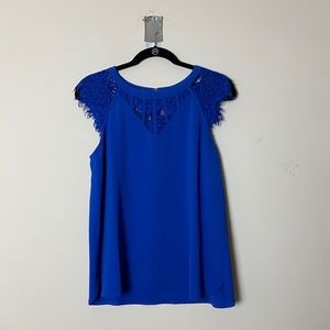 Brixton Ivy Royal Blue Lace Cap Sleeve Top